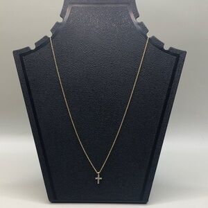 Gold over sterling silver vermiel small dainty elegant cross pendant necklace